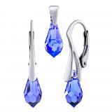 Støíbrný set šperkù Jessie ve tvaru kapky  Swarovski® Crystals  tmavì modrá Saphire Blue