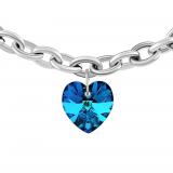 Ocelový náramek se Swarovski Crystals Srdce 14mm Bermuda Blue