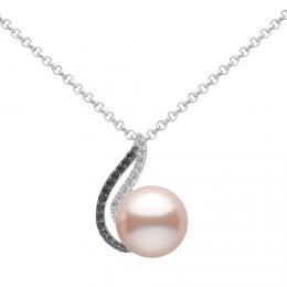 St��brn� n�hrdeln�k Agnes s r��ovou perlou a Brilliance Zirconia