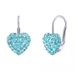 SILVEGO støíbrné náušnice srdce svìtle modré se Swarovski® Crystals