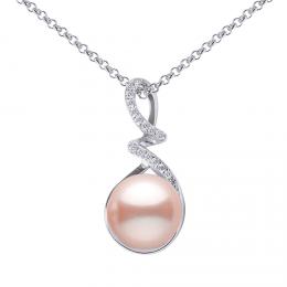 Støíbrný náhrdelník Lena s pudrovou perlou a Brilliance Zirconia