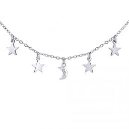 Ocelový náhrdelník Jeddy - noèní obloha s køištály