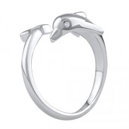 Stшнbrnэ otevшenэ univerzбlnн prsten Astel delfнn s Brilliance Zirconia - zvмtљit obrбzek