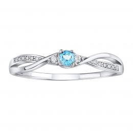 St��brn� prsten s prav�m modr�m Topazem a Brilliance Zirconia