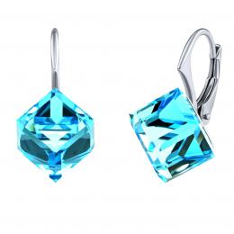 Støíbrné náušnice modré kostky Swarovski® Crystals