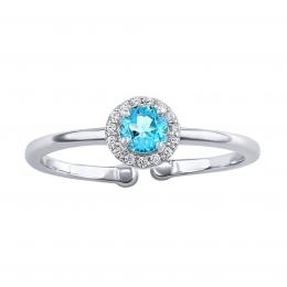 St��brn� otev�en� prsten Lady s prav�m modr�m topazem a Brilliance Zirconia - zv�t�it obr�zek