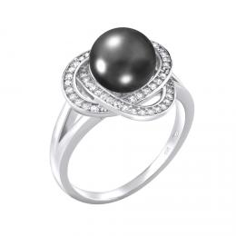 Støíbrný prsten LAGUNA s pravou pøírodní èernou perlou
