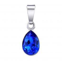 Støíbrný pøívìsek Drop ve tvaru kapky  Swarovski® Crystals  tmavì modrý