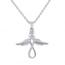 Støíbrný náhrdelník s pøívìskem andìl Infinity Virtues SILVEGO® Brilliance Zirconia