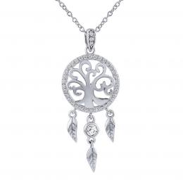 Støíbrný náhrdelník Tokana s pøívìskem lapaèe snù se stromem života