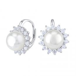 Luxusní støíbrné náušnice s pøírodní bílou perlou
