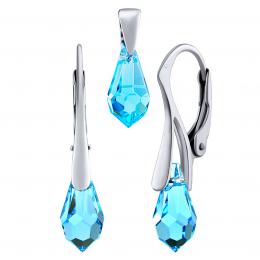 Stшнbrnэ set љperkщ Jessie ve tvaru kapky  Swarovski® Crystals  Aquamarine