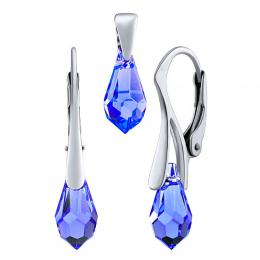 Støíbrný set šperkù Jessie ve tvaru kapky  Swarovski® Crystals  tmavì modrá Saphire Blue - zvìtšit obrázek