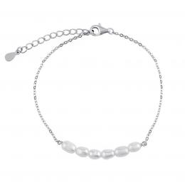Støíbrný náramek Adora s pravými bílými perlami - 17+3 cm - zvìtšit obrázek