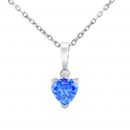 Støíbrný náhrdelník srdce Aris se svìtle modrým Brilliance Zirconia
