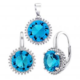 Støíbrný set šperkù ANDROMEDA se svìtle modrými Brilliance Zirconia - náušnice a pøívìsek - zvìtšit obrázek