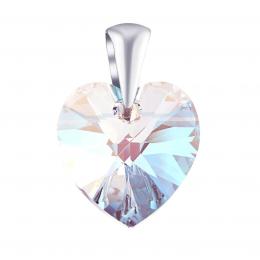 Støíbrný pøívìsek srdce 14mm se Swarovski® Crystals Shimmer - zvìtšit obrázek