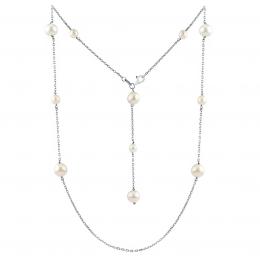 Støíbrný náhrdelník s bílými perlami Swarovski® Crystals