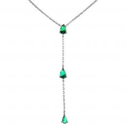 Støíbrný náhrdelník Gryn se zelenými zirkony Brilliance Zirconia