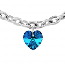 Ocelov� n�ramek se Swarovski Crystals Srdce 14mm Bermuda Blue