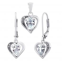 Støíbrný oblíbený set  šperkù srdce DHAMIR