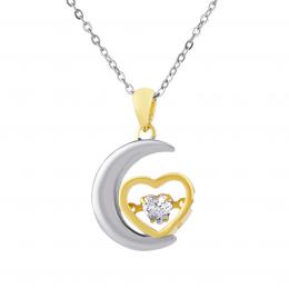 Støíbrný náhrdelník Magic s pøívìskem mìsíce a srdce s Brilliance Zirconia