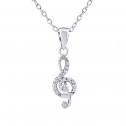 Støíbrný náhrdelník s pøívìskem houslový klíè s Brilliance Zirconia