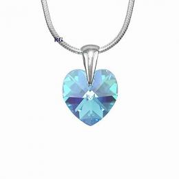 Støíbrný pøívìsek modré Srdce 14mm se Swarovski® Crystals