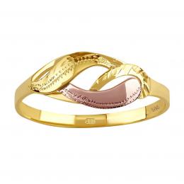 Zlat� prsten s ru�n�m ryt�m Kaira ze �lut�ho a r��ov�ho zlata