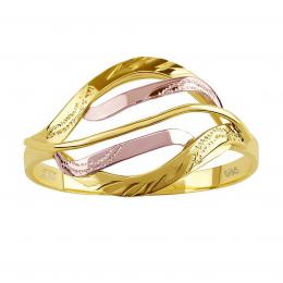 Zlat� prsten s ru�n�m ryt�m Adele ze �lut�ho a r��ov�ho zlata