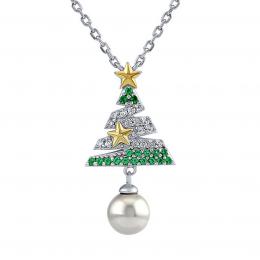 Støíbrný náhrdelník Falco vánoèní strom se syntetickou perlou