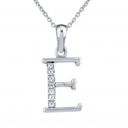 Støíbrný náhrdelník s pøívìskem písmene E s Brilliance Zirconia