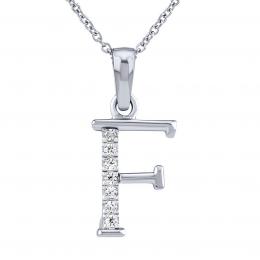 Støíbrný náhrdelník s pøívìskem písmene F s Brilliance Zirconia