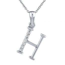 Støíbrný náhrdelník s pøívìskem písmene H s Brilliance Zirconia