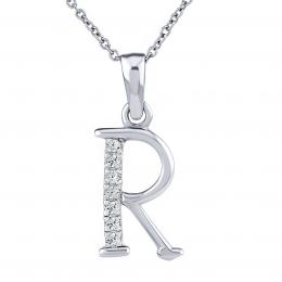 Støíbrný náhrdelník s pøívìskem písmene R s Brilliance Zirconia