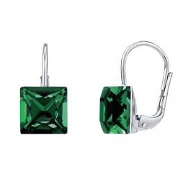Støíbrné náušnice se Swarovski® Crystals 8 mm tmavì zelené