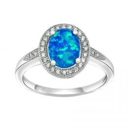 Støíbrný prsten LUNA s modrým opálem