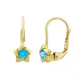 Zlaté náušnice s pøírodním modrým topazem Swarovski® Gemstones