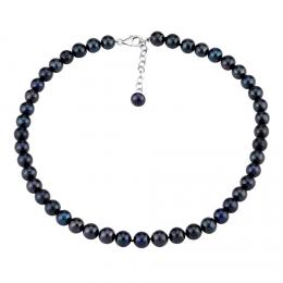 Perlový náhrdelník z pøírodních èerných perel se støíbrným zapínáním - zvìtšit obrázek
