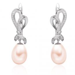 Náušnice  s pravou rùžovou perlou ve tvaru kapky - zvìtšit obrázek